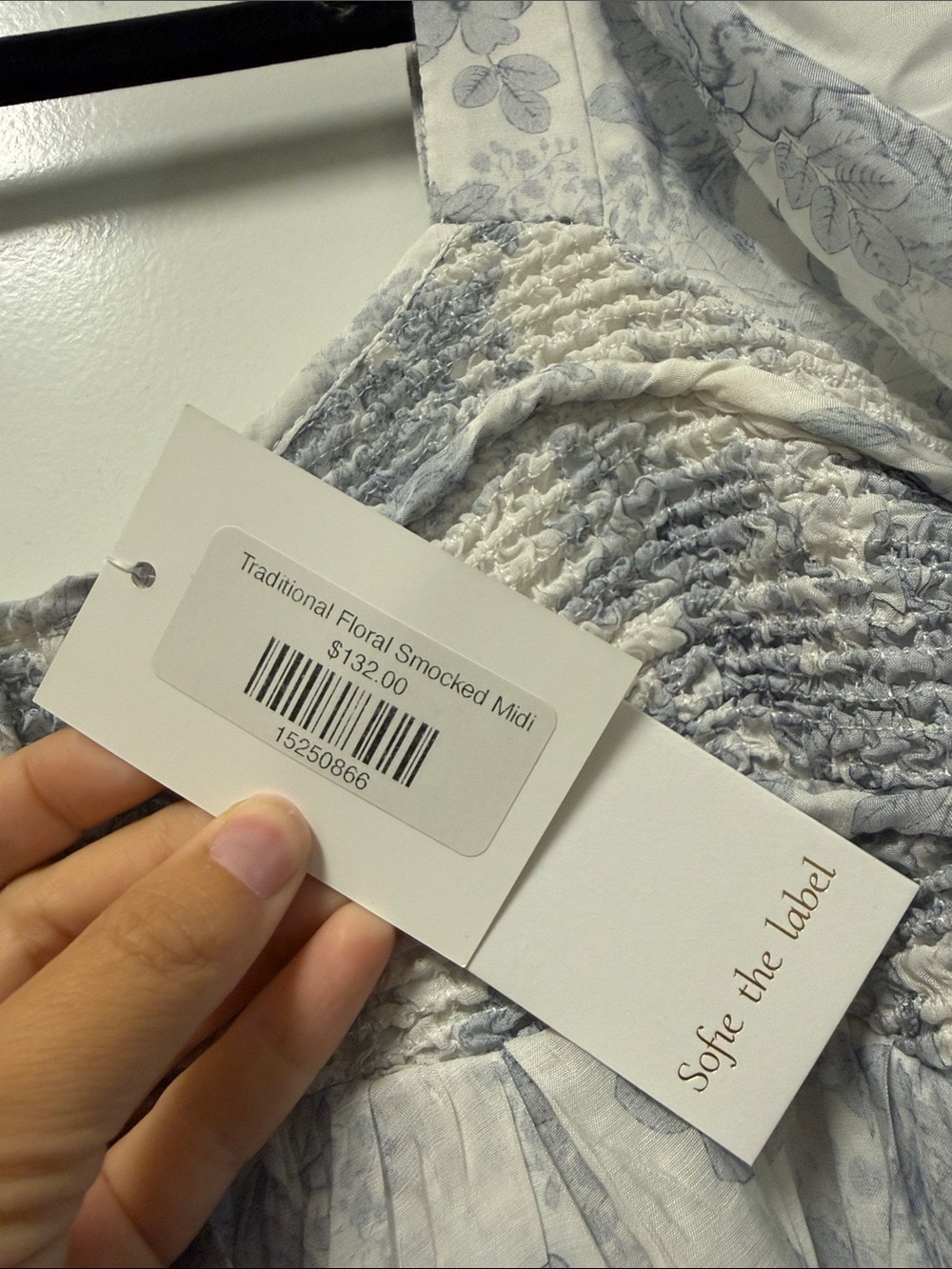 NWT Blue Floral Midi Smocked Dress - Picture 9 of 9